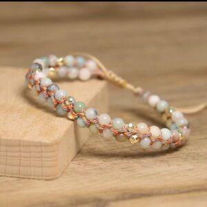 4 MM Amazonite Threaded Beaded Bracelet, Adjustable